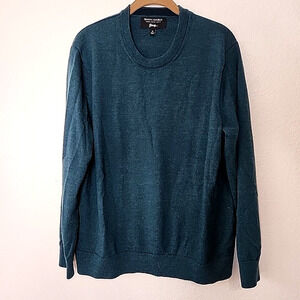 Banana Republic Mens XL Italian Merino Wool Pullover Sweater Blue Teal Baruffa